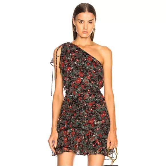 Veronica Beard One-Shoulder Floral Silk Mini Dress - Picture 1 of 12
